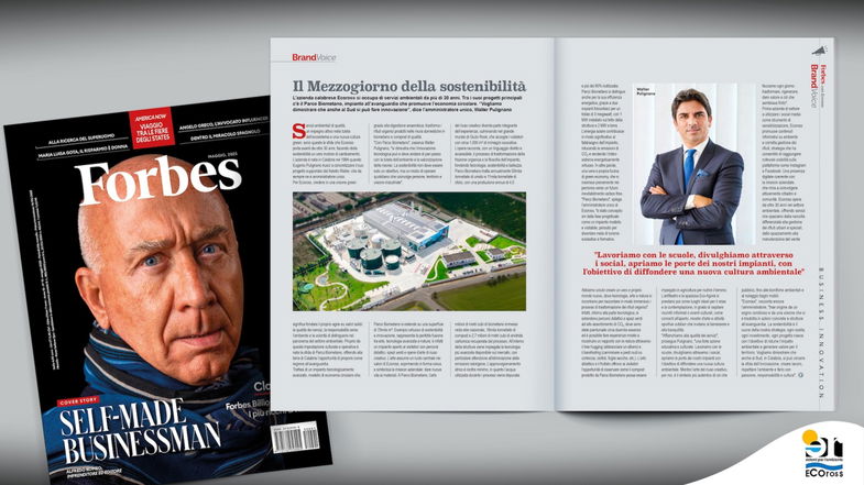 Economia circolare, Ecoross e il suo Parco Biometano conquistano la rivista Forbes